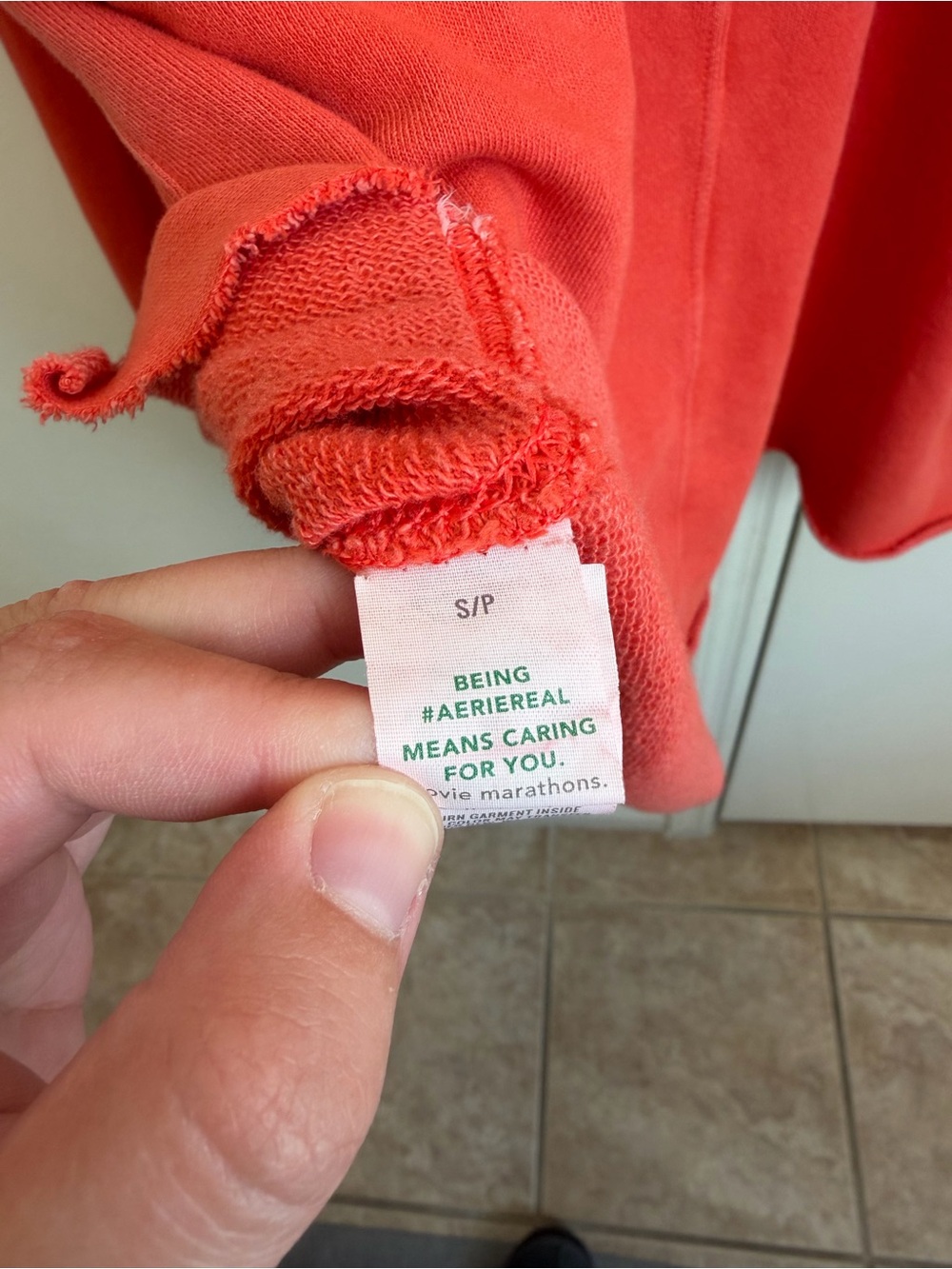 aerie Oversized Distressed Pullover Crewneck Sweatshirt Red Size Small - Picture 6 of 8